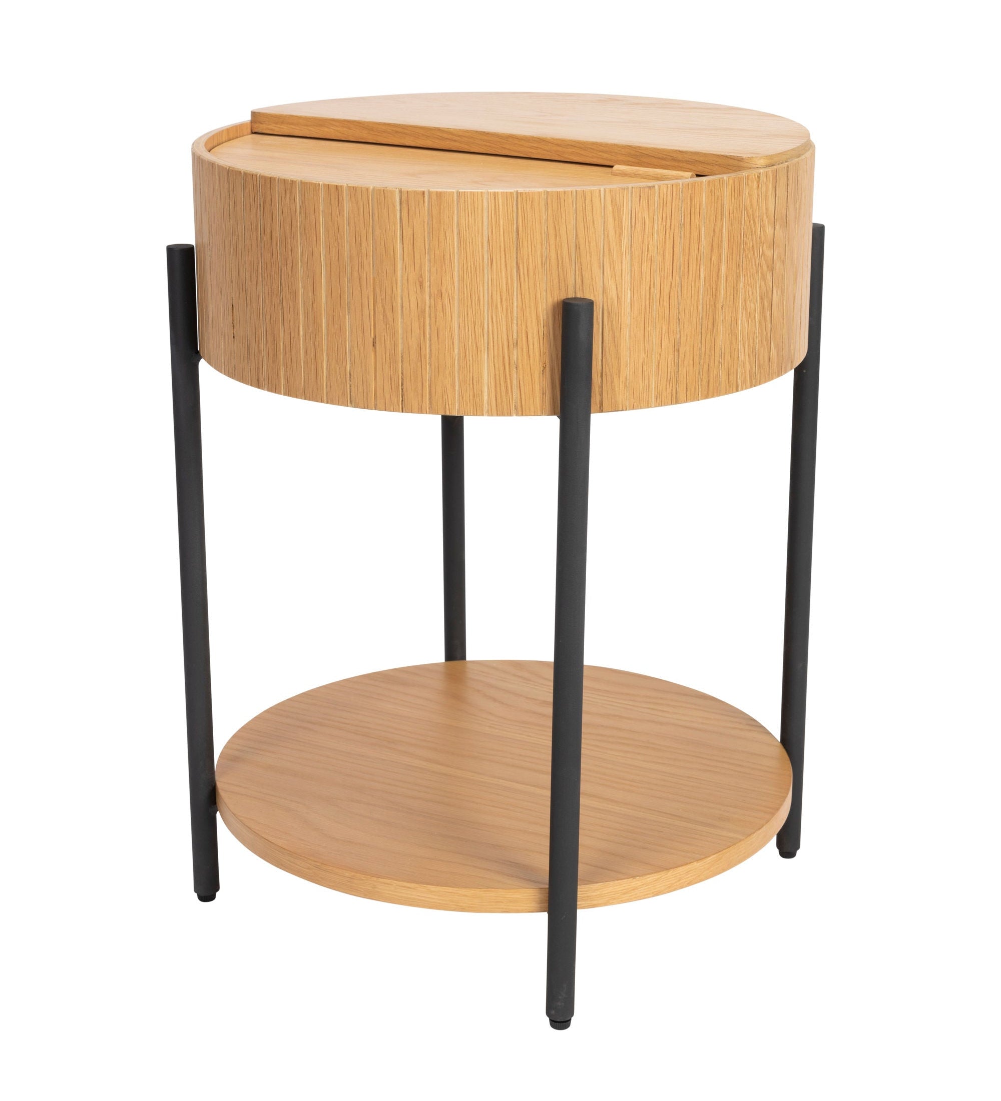Zuiver Slides Natural Oak Wood Round Side Table